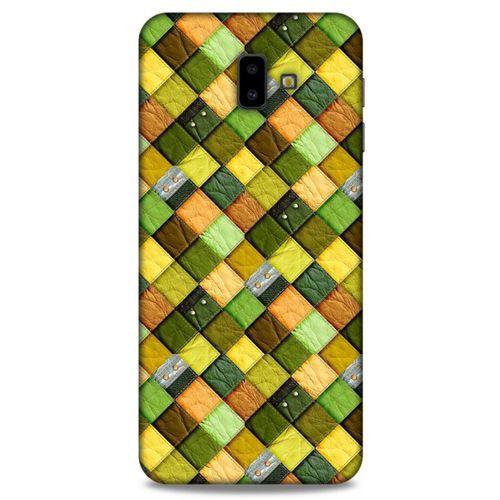 Samsung Galaxy J6 Plus Kılıf Patchwork (49) Ultra Silikon Kılıf Sarı Yeşil