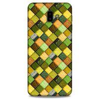 Samsung Galaxy J6 Plus Kılıf Patchwork (49) Ultra Silikon Kılıf Sarı Yeşil
