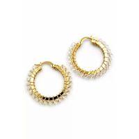 Kristal Boncuk Halka Küpe - Beyaz