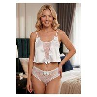 Beyaz Saten Babydoll Takım - 333-B