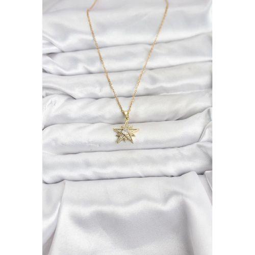 316L Çelik Zincir Gold Renk Yıldız Model Zirkon Taşlı Kadın Kolye