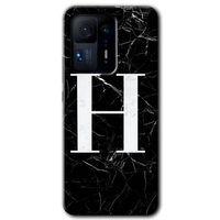 MRCİLETİSİM Xiaomi Mi Mix 4 Kılıf HD Desen Baskılı Arka Kapak+Temperli Cam - Siyah Mermer Desenli H Harfi