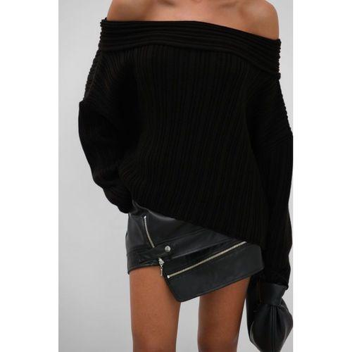 Kayık Yaka Fitilli Triko Kazak