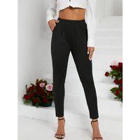 Kadın Pile Detay Beli Lastikli Günlük Slim Fit Viskon Iki Iplik Pantolon