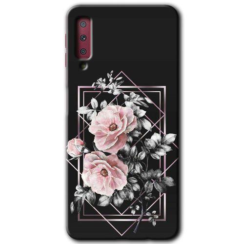 Galaxy A7 2018 Kılıf HD Desen Baskılı Arka Kapak - Retro Çiçek 1 + Kırılmaz Cam