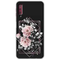 Galaxy A7 2018 Kılıf HD Desen Baskılı Arka Kapak - Retro Çiçek 1 + Kırılmaz Cam