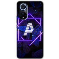 Potkal Hediye Fabrikası Huawei Nova 9 Kılıf HD Desen Baskılı Arka Kapak - Dark Neon Yaprak A Harfi