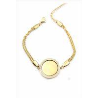 Taşlı Plaka Bileklik - Altın