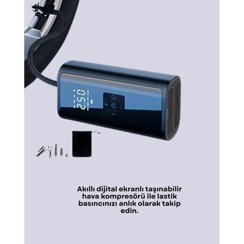 80w Kablosuz Dijital Ekranlı Taşınabilir Lastik Şişirme Pompası