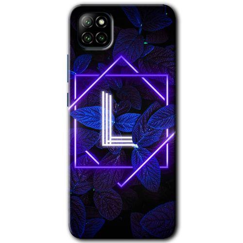 Casper Via E30 Kılıf HD Desen Baskılı Arka Kapak - Dark Neon Yaprak L Harfi