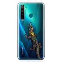 Oppo Realme 5 Pro Kılıf Rengarenk Timsah Arka Kapak Koruma Desenli Full Koruyucu