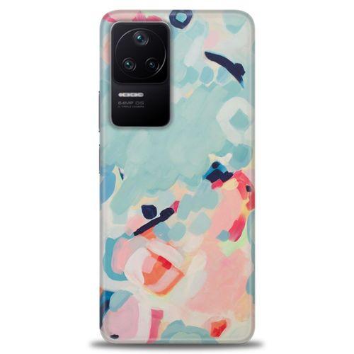 Xiaomi Poco F4 Kılıf HD Baskılı Kılıf - Mavi + Tam Ekran Koruyucu