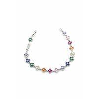 Taşlı Vc Yonca Bileklik - Gümüş