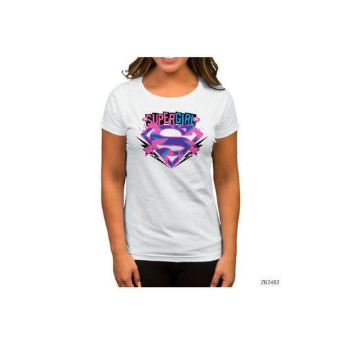 Super Girl Splash Logo Beyaz Kadın Tişört