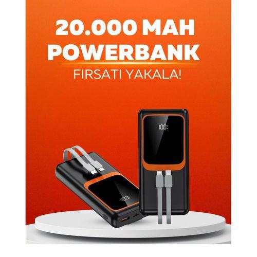 20.000 Mah Powerbank – 22.5w Hızlı Şarj, Çok Kablolu, Dijital Göstergeli