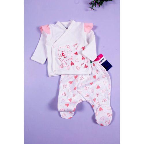 Kalp Desenli 5'li Kız Bebek Hastane Çıkış Seti