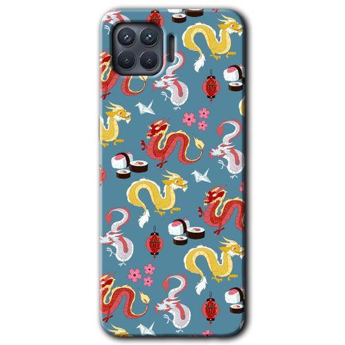 OPPO Oppo Reno 4 Lite Kılıf HD Baskılı Desen + Hayalet Cam Yandan Görünmez