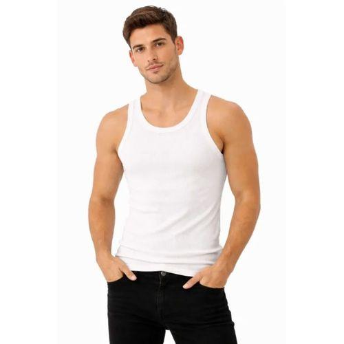 Erkek Fitilli Likralı Kaşkorse Atlet Vücuda Oturan Basic Şıklık - Beyaz