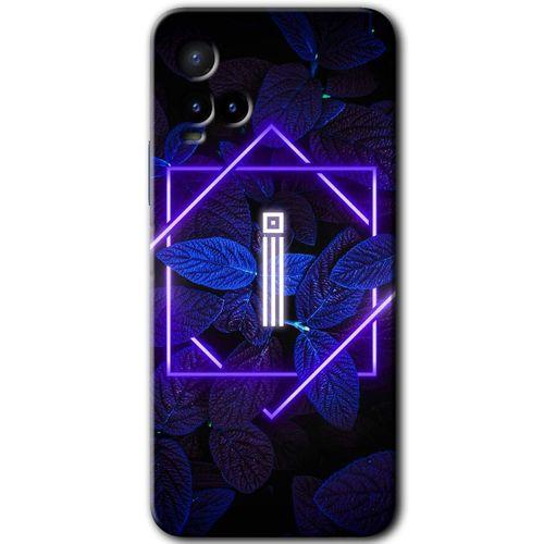 Vivo Y21s Kılıf HD Desen Baskılı Arka Kapak - Dark Neon Yaprak İ Harfi