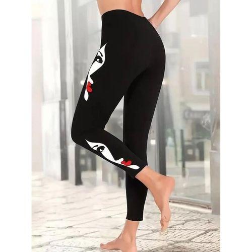 Pilelistore Kadın Yüz Baskılı Dalgıç Kumaş Tayt