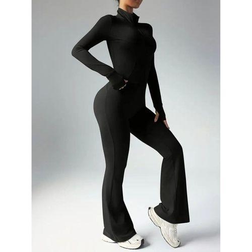 Kadın Uzun Kollu önden Fermuarlı Kısa Dalgıç Bluz Ve Pantolon Ikili Takım