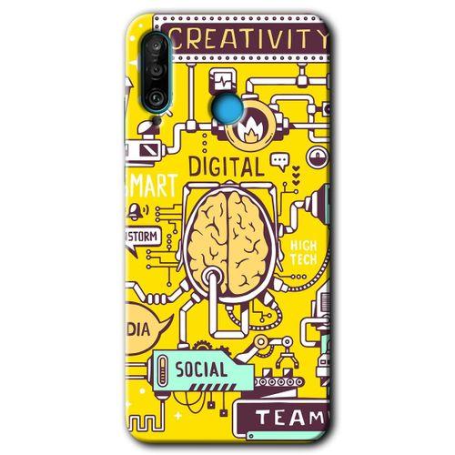 Huawei P30 Lite Kılıf Baskılı Kapak - Flamingo + 5D Tam Kaplayan Cam