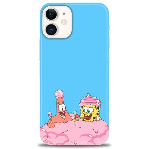 iPhone 12 Kılıf HD Baskılı Kılıf - SpongeBob + Tam Ekran Koruyucu