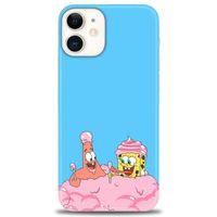 iPhone 12 Kılıf HD Baskılı Kılıf - SpongeBob + Tam Ekran Koruyucu