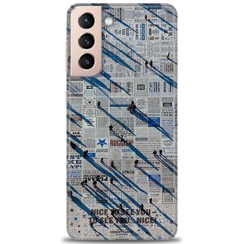 Samsung Galaxy S21 FE Kılıf HD Baskılı Kılıf - Gazete + Tam Ekran Koruyucu