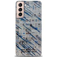 Samsung Galaxy S21 FE Kılıf HD Baskılı Kılıf - Gazete + Tam Ekran Koruyucu