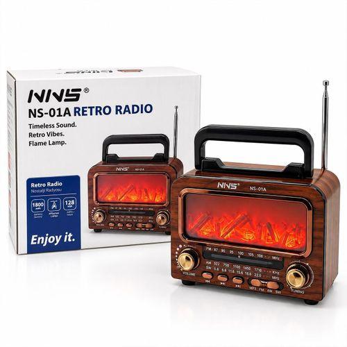 Şömineli Retro Radyo Hoparlör (Bluetooth, AM/FM/SW, USB/Type-C, TF)