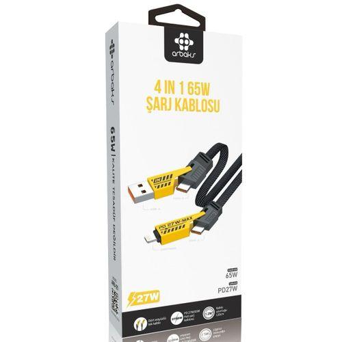 4'ü 1 Arada 65W | PD 27W Destekli | USB-A / Type-C / Lightning Uyumlu Arbkas Arb-121
