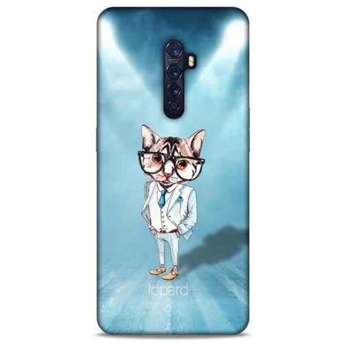Oppo Reno 2 Kılıf FunnyMaX (40) Fit Silikon Kılıf Açık Mavi Kedi