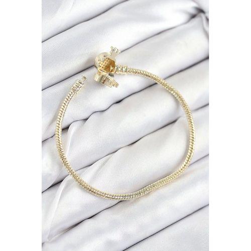Pirinç Charm Zirkon Taşlı Taç Model Gold Renk Kadın Bileklik
