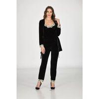 Siyah Kadife Sabahlık & Gecelik Takım 3' Lü - 1441