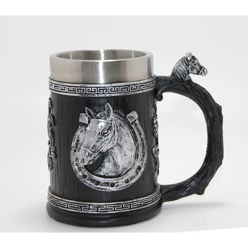 3d Kabartmalı At Büstü Paslanmaz Çelik Kupa Bardak