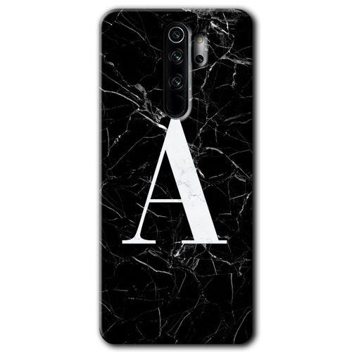 Xiaomi Redmi Note 8 Pro Kılıf Baskılı Arka Kapak - Siyah Mermer Desenli A Harfi +Tam Ekran Koruyucu