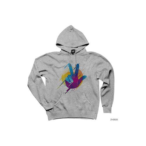 Barış Aşk Zafer Gri Kapşonlu Sweatshirt Hoodie