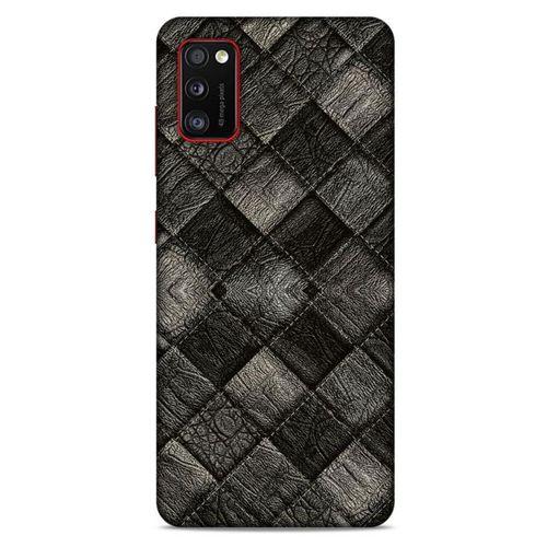 Samsung Galaxy A41 Kılıf Patchwork (25) Antişok Kapak Siyah Gri