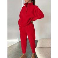 Kadın Uzun Kollu Balıkçı Dik Yakalı Düğmeli üç Iplik Bluz Ve Pantolon Ikili Takım