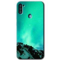 MRCİLETİSİM Samsung Galaxy A11 Kılıf Baskılı Kapak - Aurora + 5D Tam Kaplayan Cam