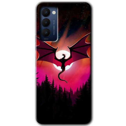 Tecno Camon 18 Kılıf HD Desen Baskılı Arka Kapak+Temperli Cam - Dragon Night