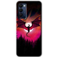 Tecno Camon 18 Kılıf HD Desen Baskılı Arka Kapak+Temperli Cam - Dragon Night
