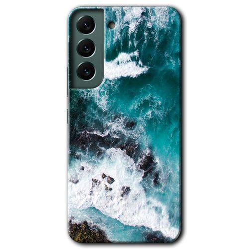 MRCİLETİSİM Samsung Galaxy S22 Plus Kılıf HD Desen Baskılı Arka Kapak + Temperli Cam - Deniz Kıyısı