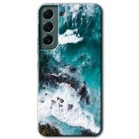 MRCİLETİSİM Samsung Galaxy S22 Plus Kılıf HD Desen Baskılı Arka Kapak + Temperli Cam - Deniz Kıyısı