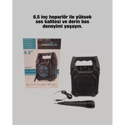 Taşınabilir 6.5” Bluetooth Hoparlör Usb Tf Kart Mikrofonlu Şarjlı Sistem