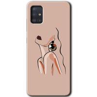 MRCİLETİSİM Samsung Galaxy A51 Kılıf Baskılı Kapak - Çizim Silüet + 5D Tam Kaplayan Cam