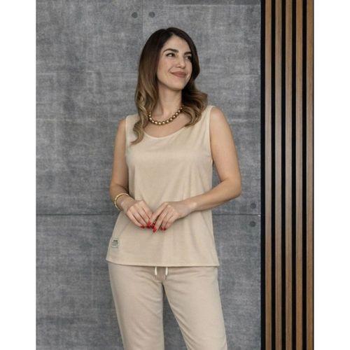 Kadın Askılı Yuvarlak Yaka Viskon Iki Iplik Bluz Ve Eşofman Altı Ikili Takım