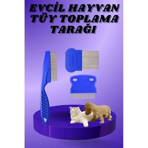 Kedi Köpek Tüy Bit Pire Toplayıcı Toplama Temizleme Tarağı Tarak Seti 4'lü Set