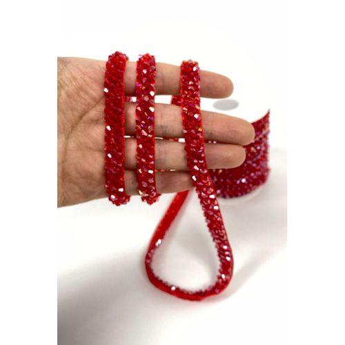 Janjanlı Kristal Boncuk İşlemeli Şerit